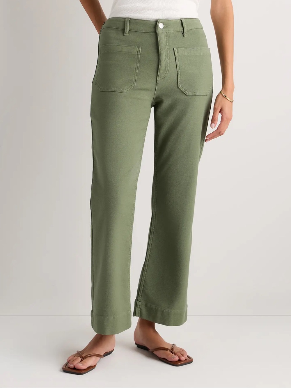 Quince Faded Cargo Color (Moss Green) French Terry Wide Leg Pants Size 4